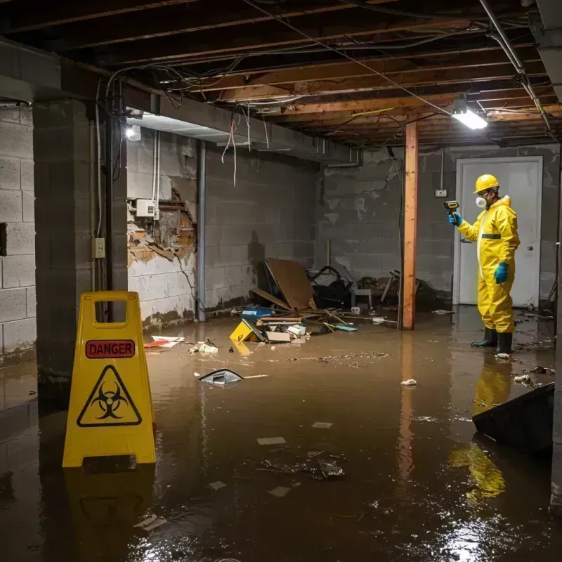 Flooded Basement Electrical Hazard in Lincoln, IL Property